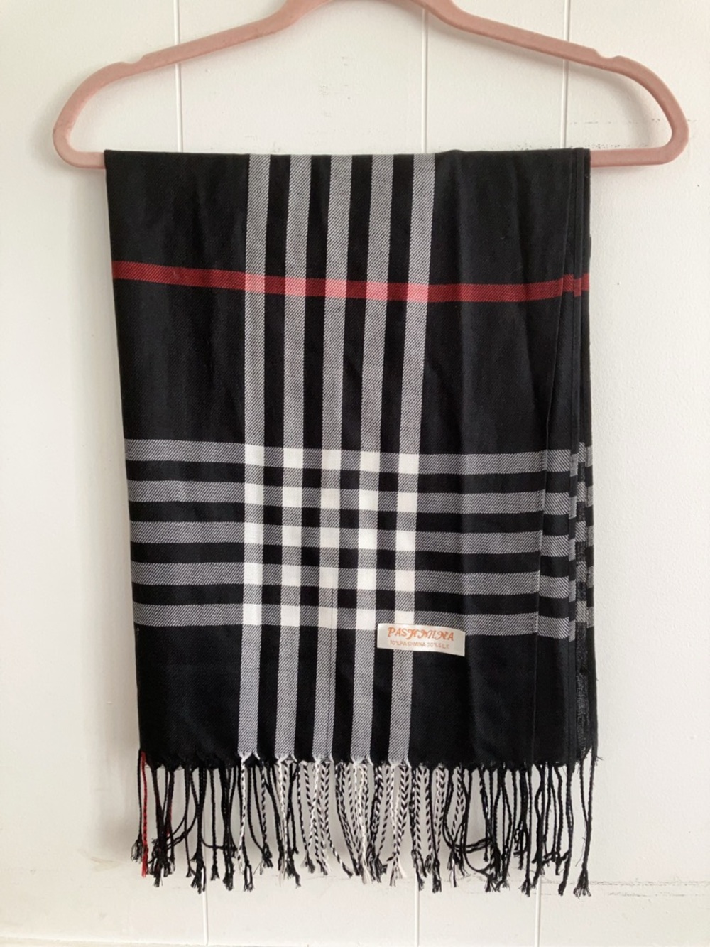 Pashmina Silk Blend Plaid Scarf